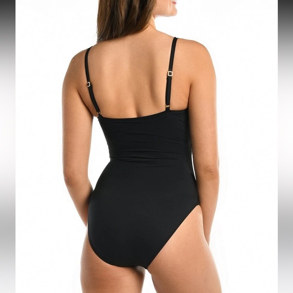 🌻NEW w.tags La Blanca Island Goddess Asymmetrical Twist Surplice Swimsuit 12 - Picture 4 of 11